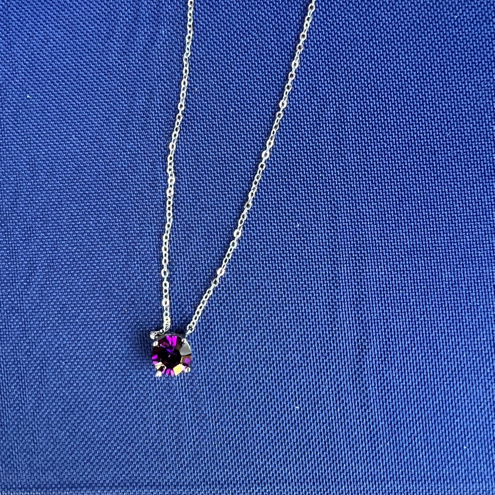 Park Lane Elegant Silver Necklace with Purple Amethyst Gemstone